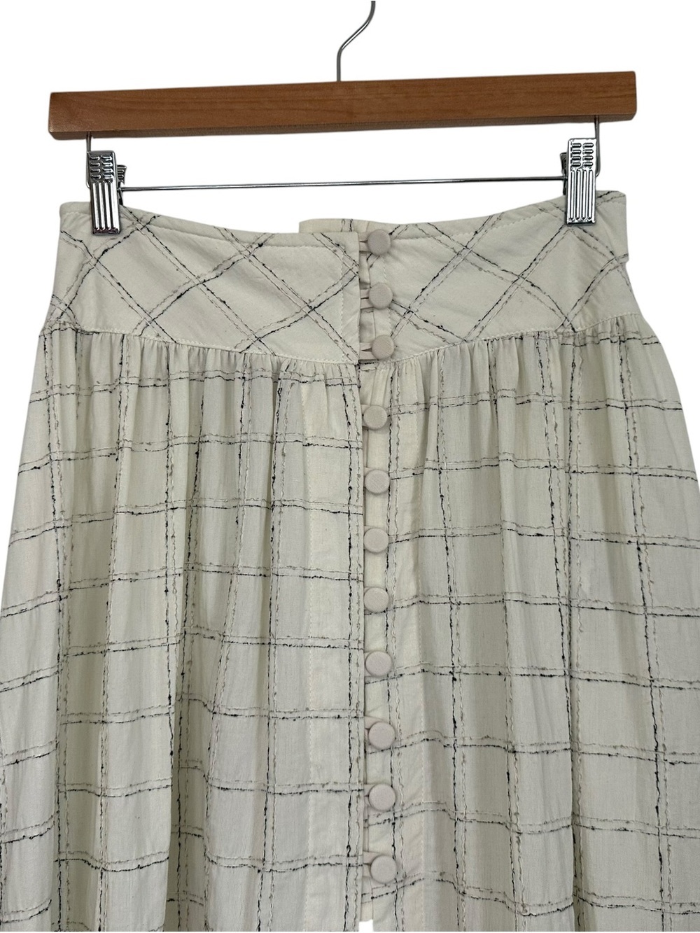 Anthropologie Womens Raissa A-Line Button Front Midi Skirt Sz Medium Beige Boho - Picture 6 of 13